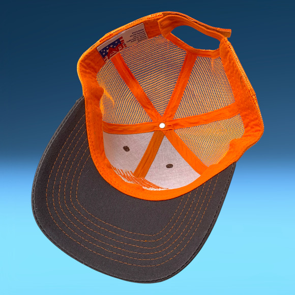 Mueller, Inc. Embroidered Trucker Hat Cap Snapback Orange Gray Mesh Back - Picture 5 of 6